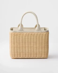 Mujer Prada PRADA SUMMER BAGS|BOLSOS GRANDES^Bolso Tote Mediano De Tejido Trenzado Y Mezcla De Lino