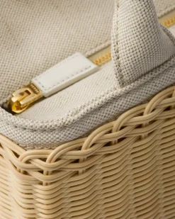 Mujer Prada PRADA SUMMER BAGS|BOLSOS GRANDES^Bolso Tote Mediano De Tejido Trenzado Y Mezcla De Lino