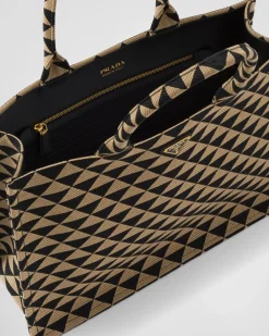 Hombre Prada BOLSOS GRANDES^Bolso Tote Symbole De Tela Bordada
