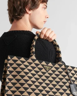 Hombre Prada BOLSOS GRANDES^Bolso Tote Symbole De Tela Bordada