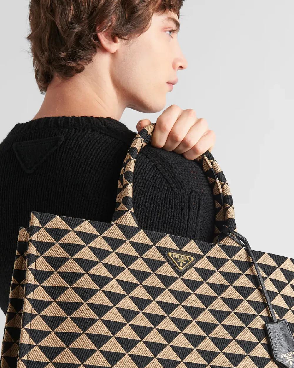 Hombre Prada BOLSOS GRANDES^Bolso Tote Symbole De Tela Bordada