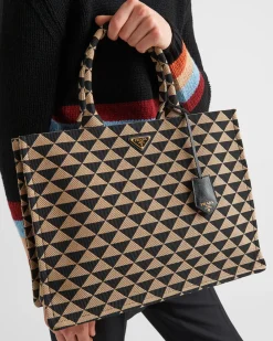 Hombre Prada BOLSOS GRANDES^Bolso Tote Symbole De Tela Bordada