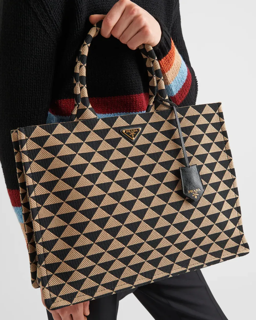 Hombre Prada BOLSOS GRANDES^Bolso Tote Symbole De Tela Bordada