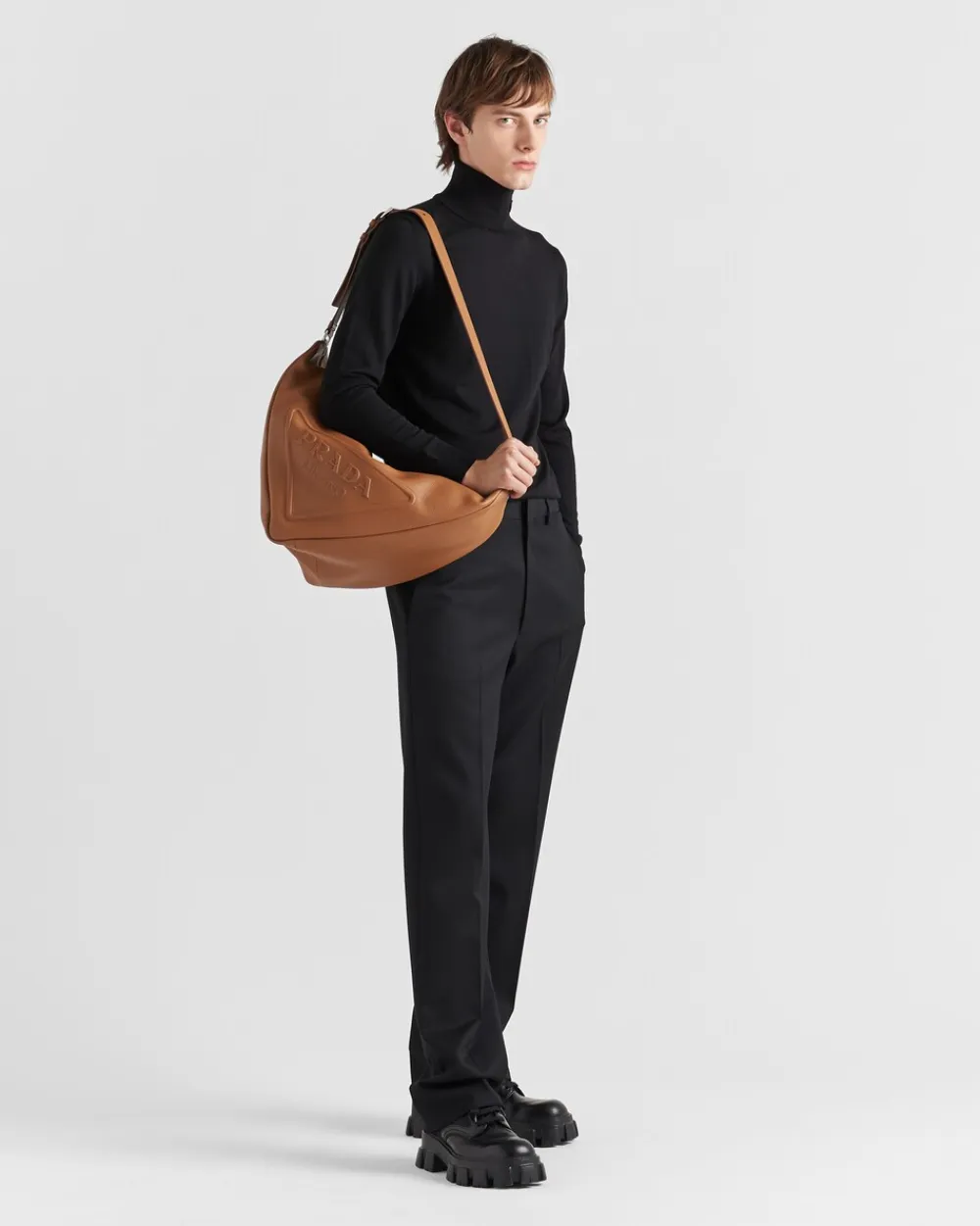 Hombre Prada BOLSOS MENSAJEROS^Bolso Triangular De Piel