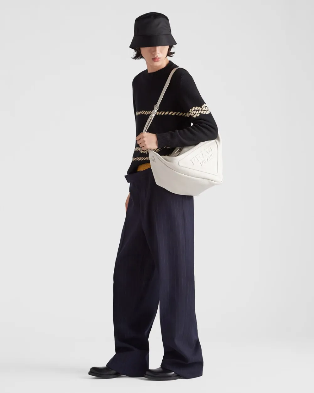 Hombre Prada BOLSOS MENSAJEROS^Bolso Triangular De Piel