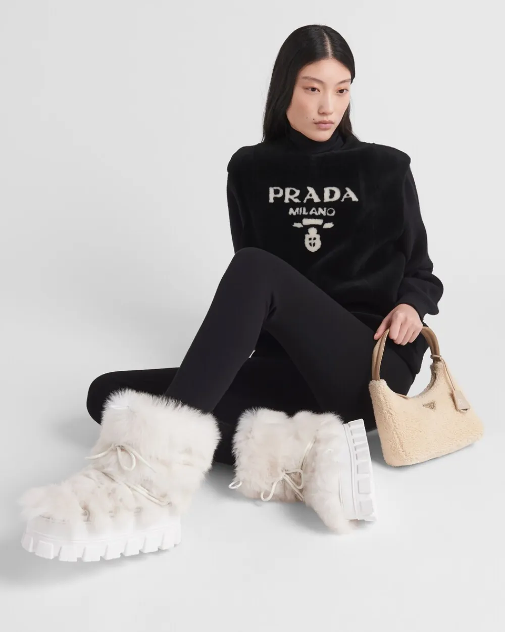 Mujer Prada BOTINAS Y BOTAS^Botas Après-ski De Piel Vuelta