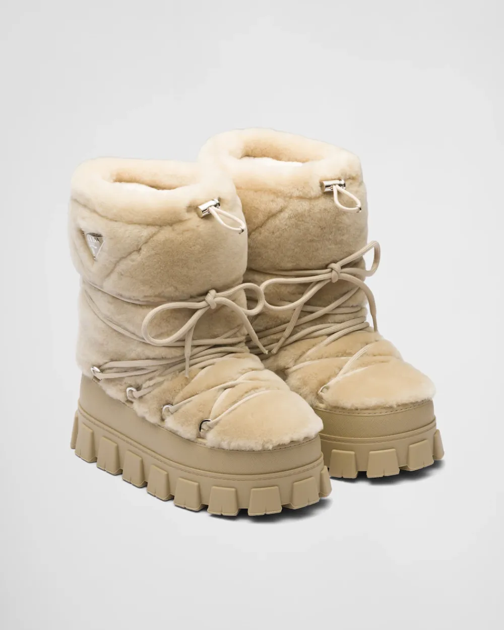 Mujer Prada BOTINAS Y BOTAS^Botas Après-ski De Piel Vuelta