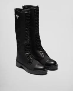 Mujer Prada BOTINAS Y BOTAS^Botas De Piel Cepillada Y Re-nylon