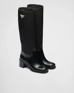 Mujer Prada BOTINAS Y BOTAS^Botas De Re-nylon Y Piel Cepillada