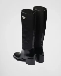 Mujer Prada BOTINAS Y BOTAS^Botas De Re-nylon Y Piel Cepillada