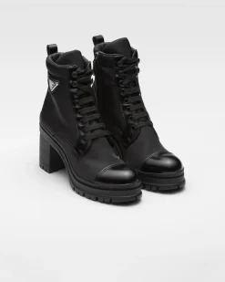 Mujer Prada BOTINAS Y BOTAS^Botines De Cordones De Piel Cepillada Y Re-nylon