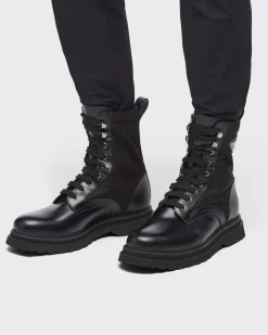 Hombre Prada BOTAS^Botines De Re-nylon Y Piel Rois Cepillada