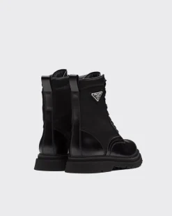 Hombre Prada BOTAS^Botines De Re-nylon Y Piel Rois Cepillada