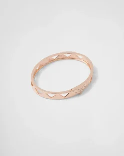Mujer Prada COLECCIÓN DE JOYERÍA ELEGANTE^Brazalete Con Detalle Calado Eternal Gold De Oro Rosa
