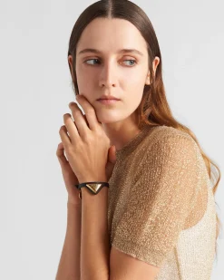 Mujer Prada JOYAS DE FANTASÍA^Brazalete De Piel Saffiano Y Metal