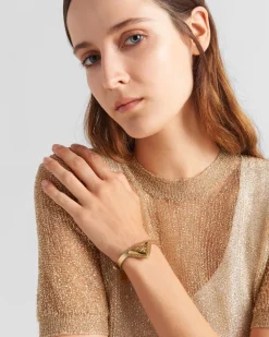 Mujer Prada JOYAS DE FANTASÍA^Brazalete De Piel Saffiano Y Metal