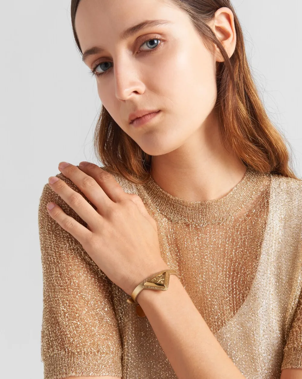 Mujer Prada JOYAS DE FANTASÍA^Brazalete De Piel Saffiano Y Metal