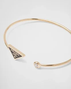 Mujer Prada COLECCIÓN DE JOYERÍA ELEGANTE^Brazalete Eternal Gold: Oro Y Diamante