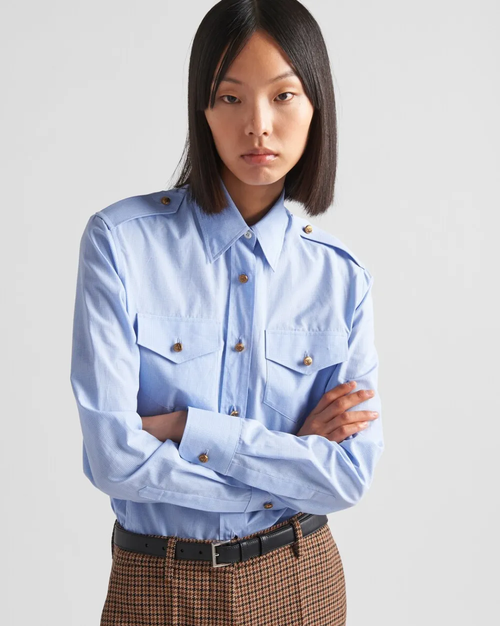 Mujer Prada CAMISAS Y TOPS^Camisa A Cuadros Príncipe De Gales