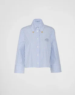 Mujer Prada CAMISAS Y TOPS^Camisa A Rayas Con Bordado