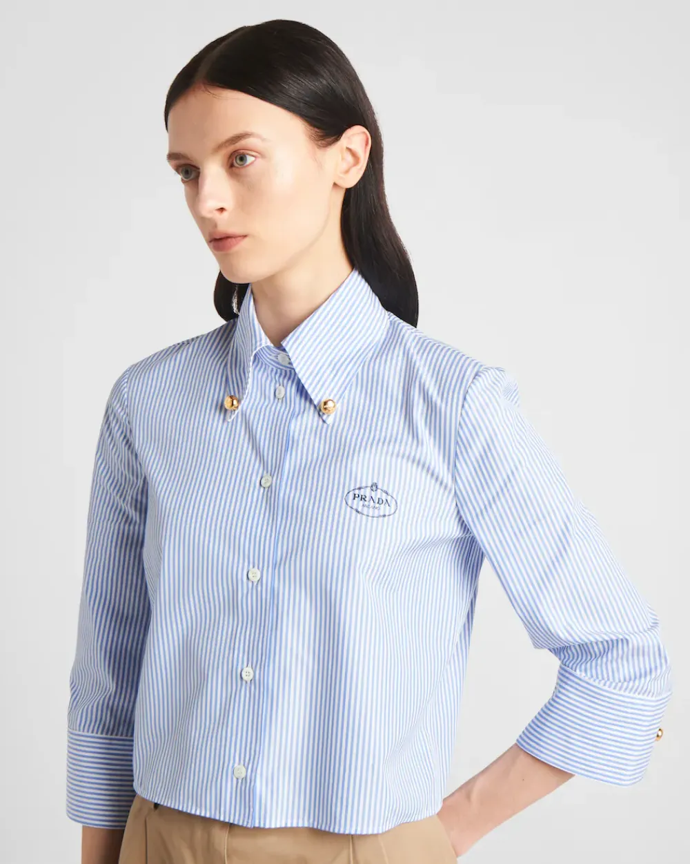 Mujer Prada CAMISAS Y TOPS^Camisa A Rayas Con Bordado
