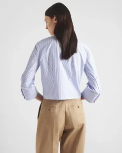 Mujer Prada CAMISAS Y TOPS^Camisa A Rayas Con Bordado