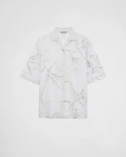 Mujer Prada CAMISAS Y TOPS^Camisa Con Bordado Superpuesto