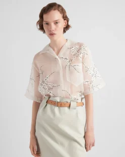 Mujer Prada CAMISAS Y TOPS^Camisa Con Bordado Superpuesto