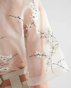 Mujer Prada CAMISAS Y TOPS^Camisa Con Bordado Superpuesto