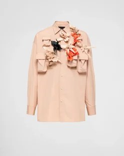Hombre Prada CAMISAS^Camisa De Algodón Con Apliques Florales