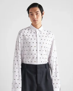 Hombre Prada CAMISAS^Camisa De Algodón Con Arandelas