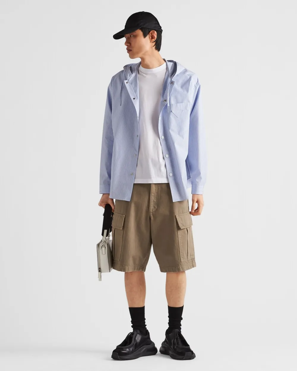 Hombre Prada CAMISAS^Camisa De Algodón Con Capucha