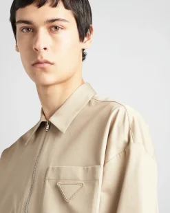 Hombre Prada CAMISAS^Camisa De Algodón Con Cremallera