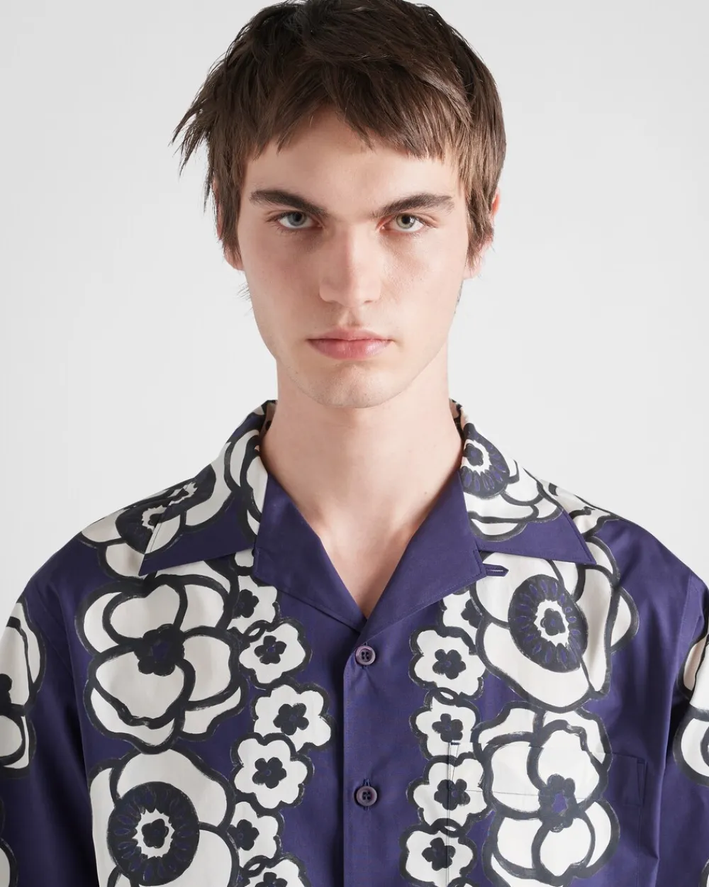 Hombre Prada CAMISAS^Camisa De Algodón Con Manga Corta