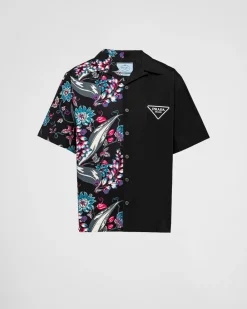 Hombre Prada CAMISAS^Camisa De Algodón De Manga Corta
