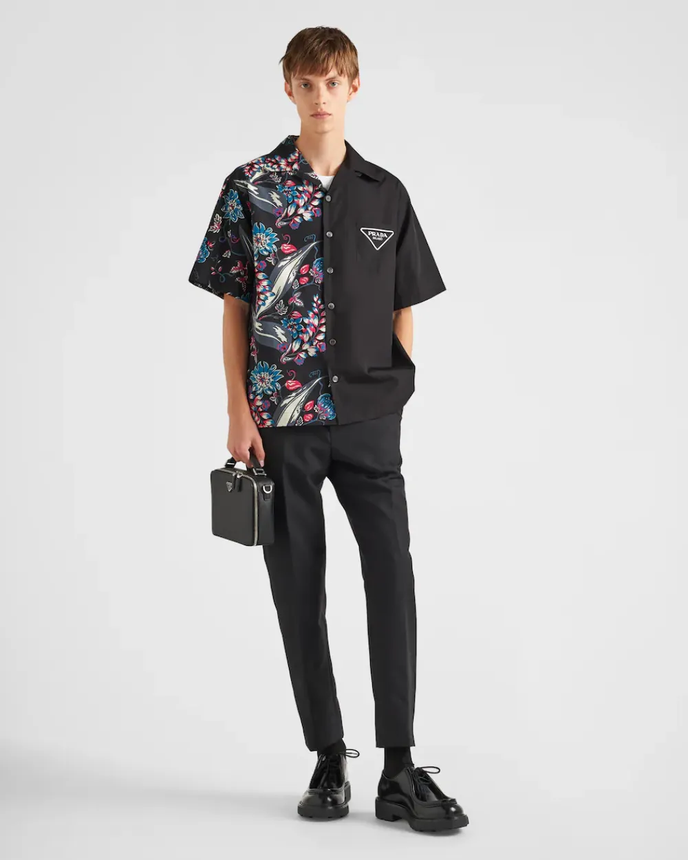 Hombre Prada CAMISAS^Camisa De Algodón De Manga Corta