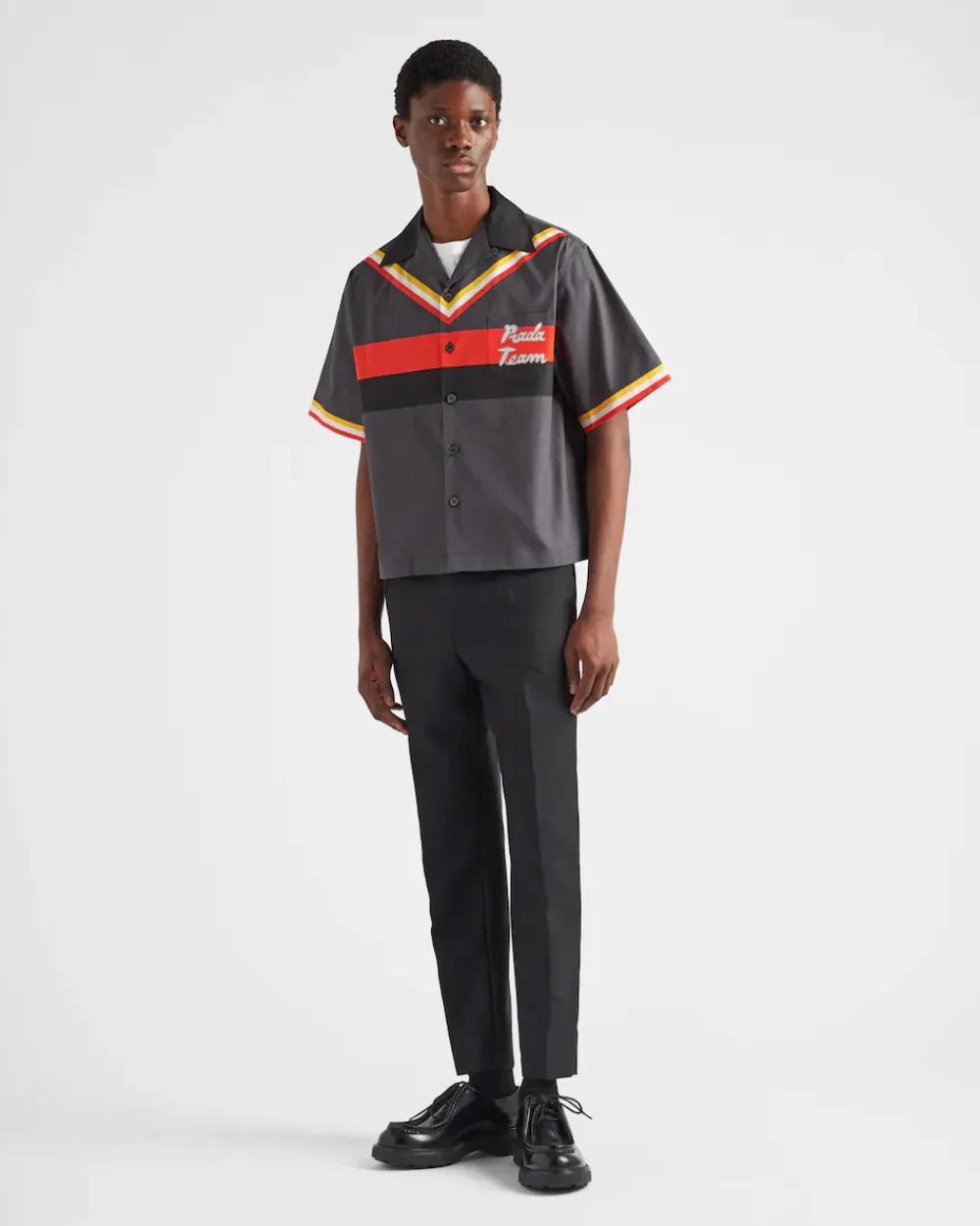 Hombre Prada CAMISAS^Camisa De Algodón De Manga Corta