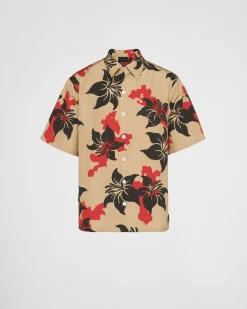 Hombre Prada CAMISAS^Camisa De Algodón De Manga Corta