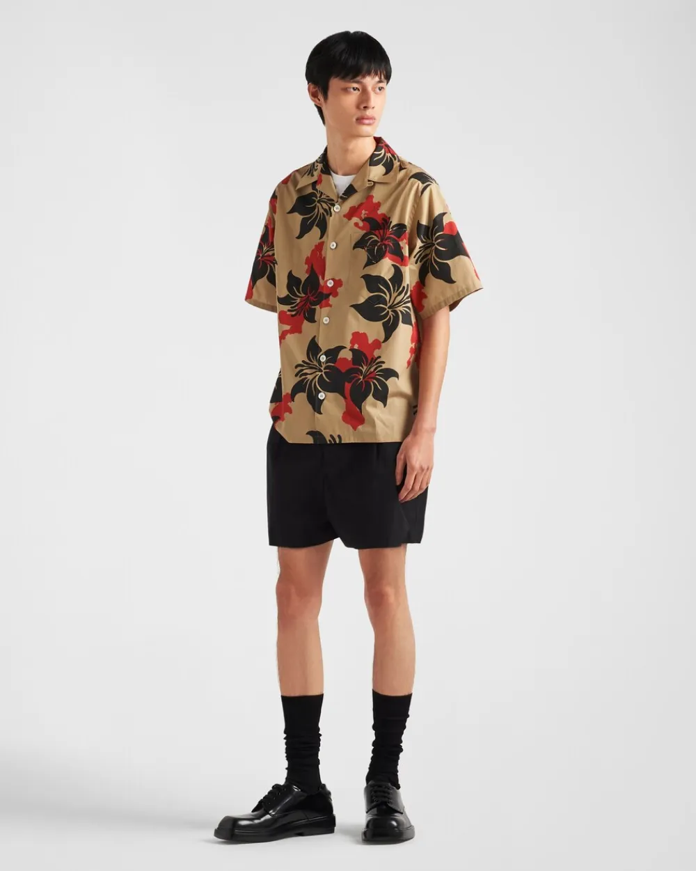 Hombre Prada CAMISAS^Camisa De Algodón De Manga Corta
