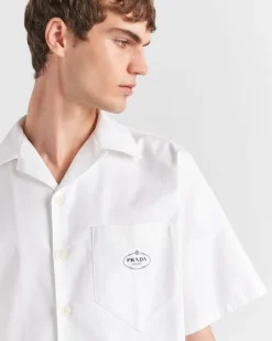 Hombre Prada CAMISAS^Camisa De Algodón De Manga Corta