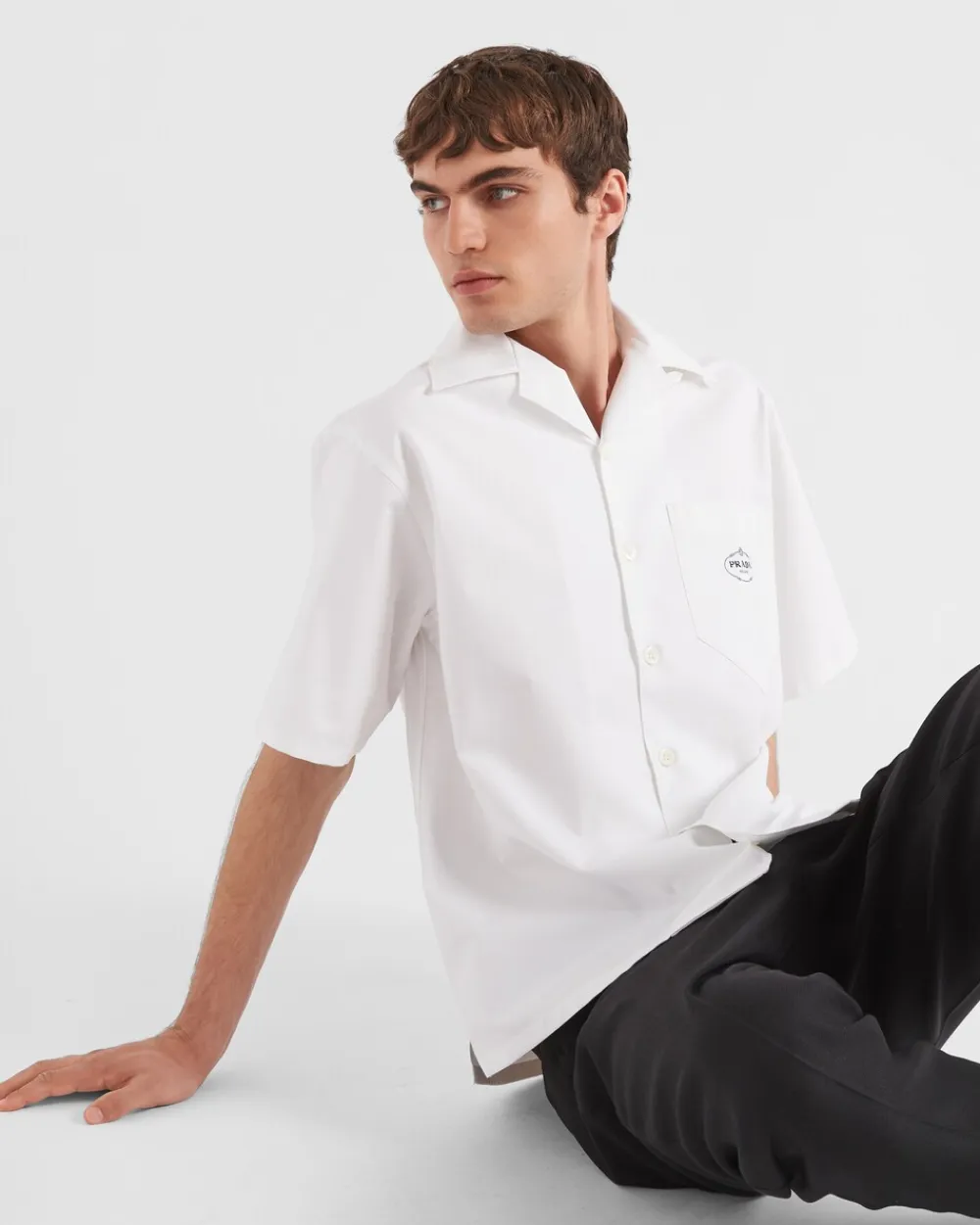 Hombre Prada CAMISAS^Camisa De Algodón De Manga Corta