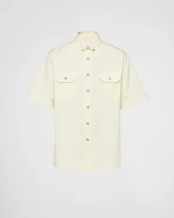 Hombre Prada CAMISAS^Camisa De Algodón De Manga Corta