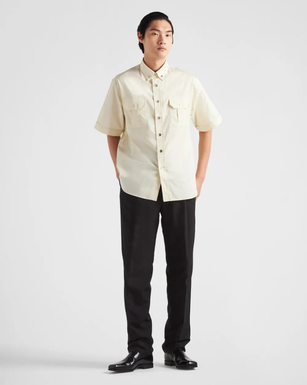 Hombre Prada CAMISAS^Camisa De Algodón De Manga Corta