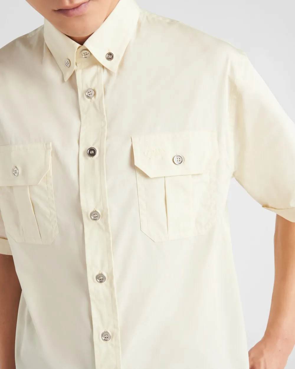 Hombre Prada CAMISAS^Camisa De Algodón De Manga Corta