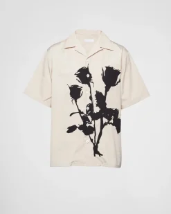 Hombre Prada CAMISAS^Camisa De Algodón De Manga Corta