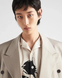 Hombre Prada CAMISAS^Camisa De Algodón De Manga Corta