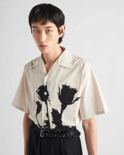 Hombre Prada CAMISAS^Camisa De Algodón De Manga Corta