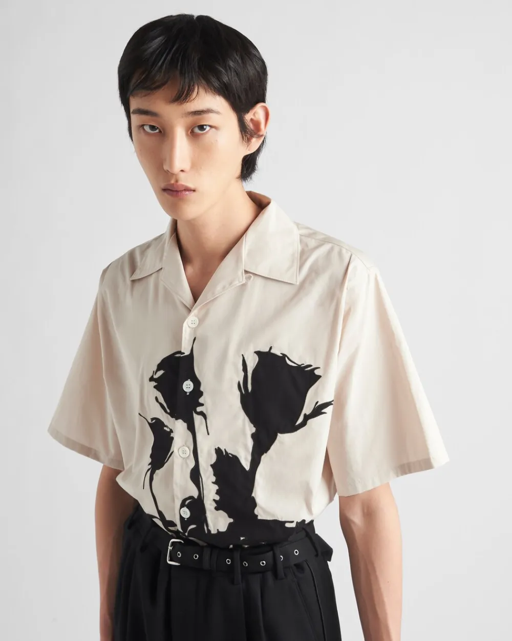 Hombre Prada CAMISAS^Camisa De Algodón De Manga Corta