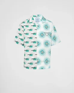 Hombre Prada CAMISAS^Camisa De Algodón De Manga Corta