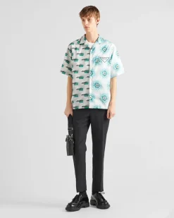 Hombre Prada CAMISAS^Camisa De Algodón De Manga Corta